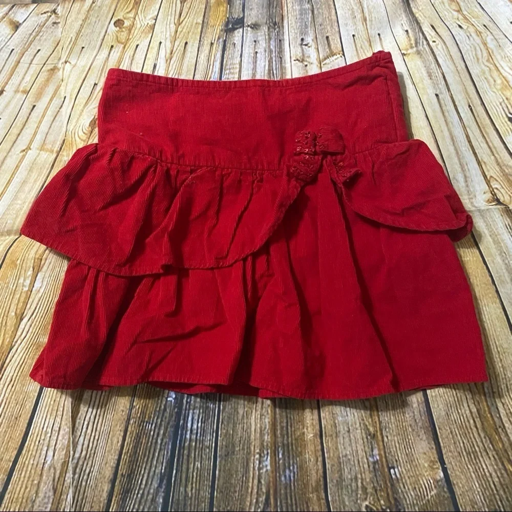 Gymboree Red Sequin Corduroy A Line Ruffle Skirt